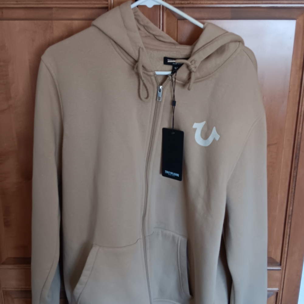 True Religion Beige Hoodie with Logo